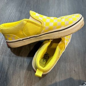 Kids yellow checkered vans